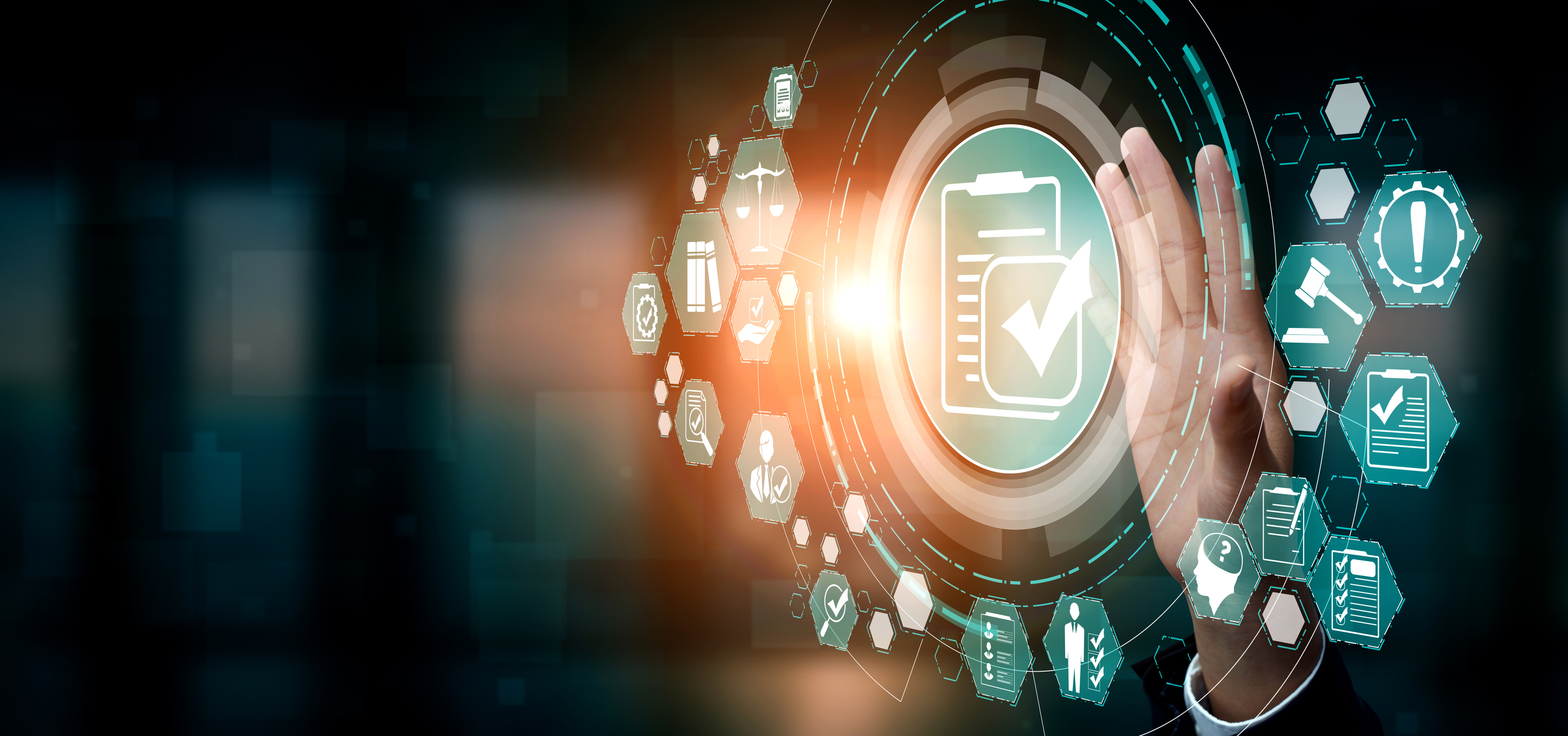 Compliance rule law and regulation graphic interface for business quality policy